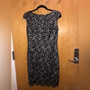 LAUREN by Ralph and Lauren black and silver formal mini dress